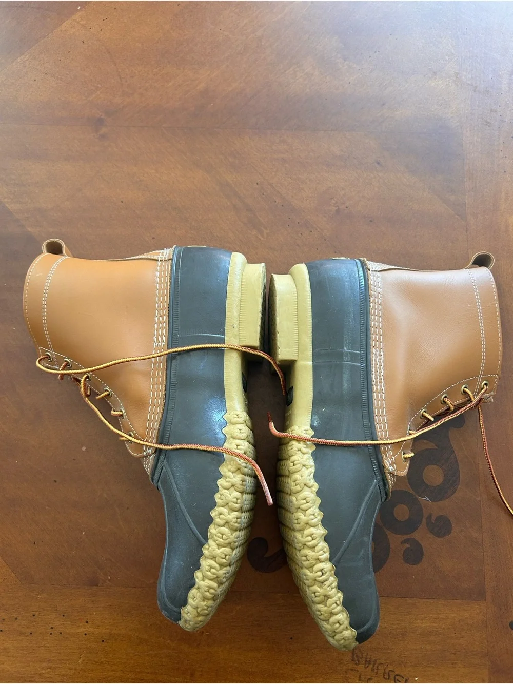 Men's LL Bean Brown Leather and Rubber Duck Boots